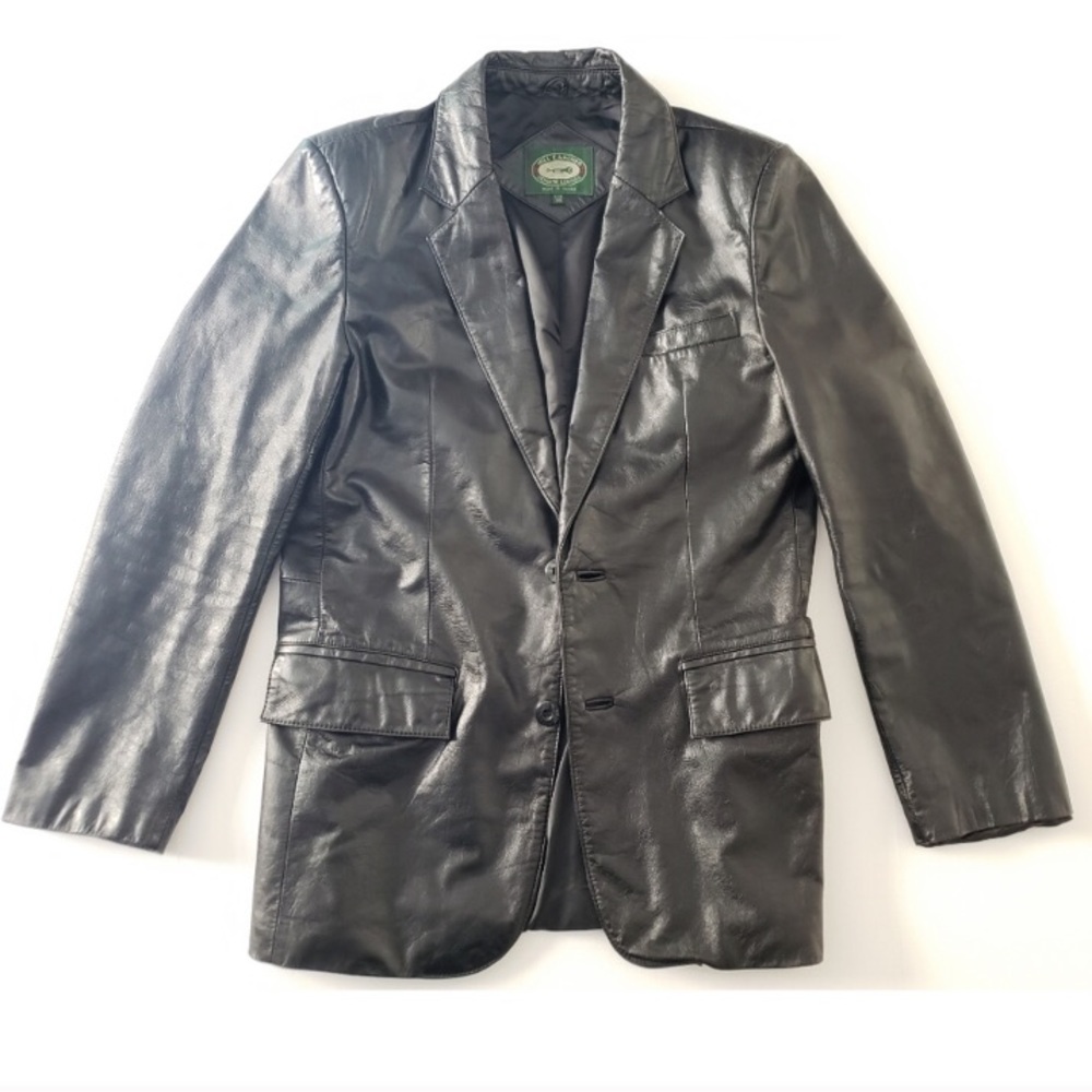 Vintage 70's Hill & Archer Black Leather Blazer